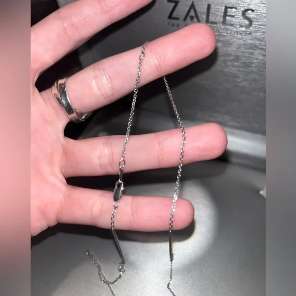 Blue and White Sapphire Frame Chain Link necklace in sterling silver - Picture 7 of 10